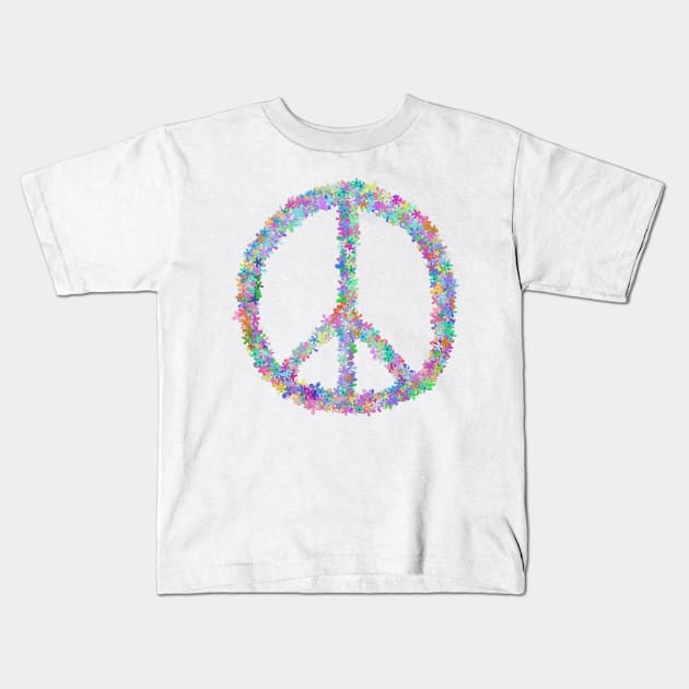 Peace Flower Power Sign Kids T-Shirt by Art by Deborah Camp